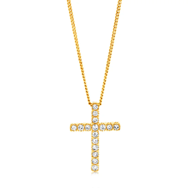 Chunky rings with hammered gold band texture -10ct Yellow Gold Diamond Cross Pendant Set with Brilliant Diamonds