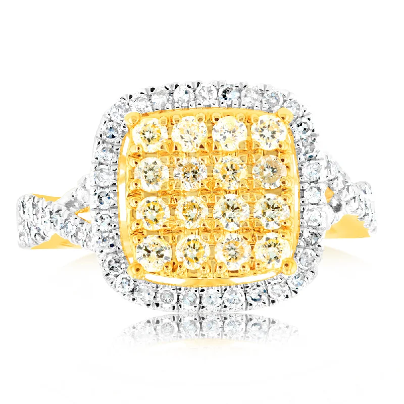 Rings with starburst topaz for radiant beauty -14ct 1 Carat Diamond Ring Cushion Shape with 84 Brilliant Cut Diamond