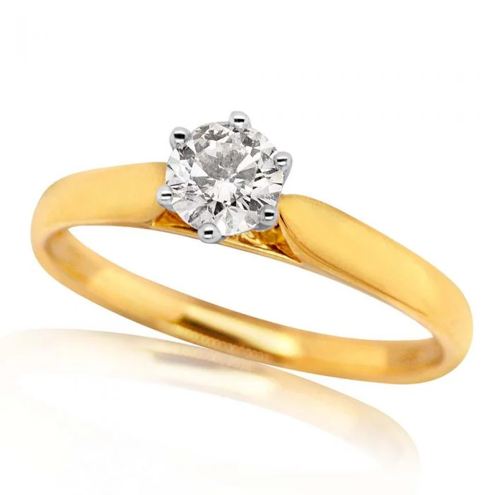 Minimalist rings with tiny diamond dot accents -18ct Yellow Gold & White Gold Certified Diamond Ring With 0.5 Carats Of Diamonds