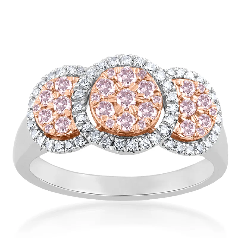 Rings with agate slices for earthy style -9ct  White and Rose Gold  0.65 Carat Diamond Ring With Pink Argyle Diamonds