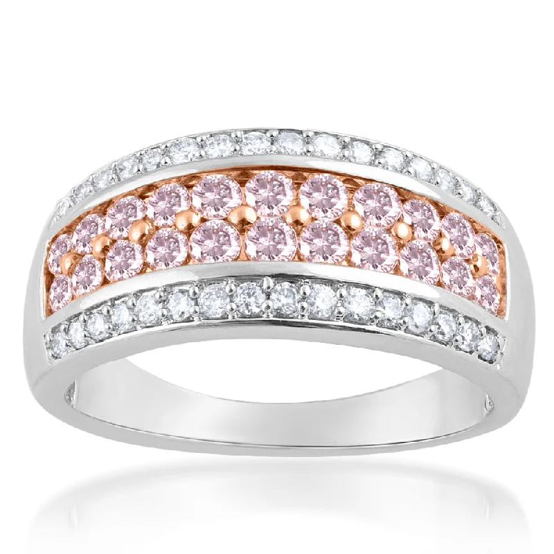 Titanium rings with rugged brushed metal look -9ct  White and Rose Gold 1 Carat Diamond Ring With Pink Argyle Diamonds