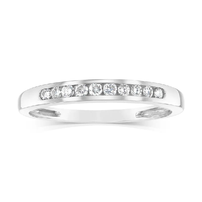 Rings with hammered silver for rustic appeal -9ct White Gold 0.15 Carat Diamond Eternity Ring with 10 Brilliant Cut Diamonds