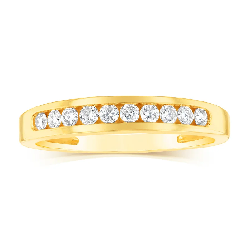 Rings with polished opal for iridescent beauty -9ct Yellow Gold 1/4 Carat Diamond Eternity Ring with 10 Brilliant Diamonds