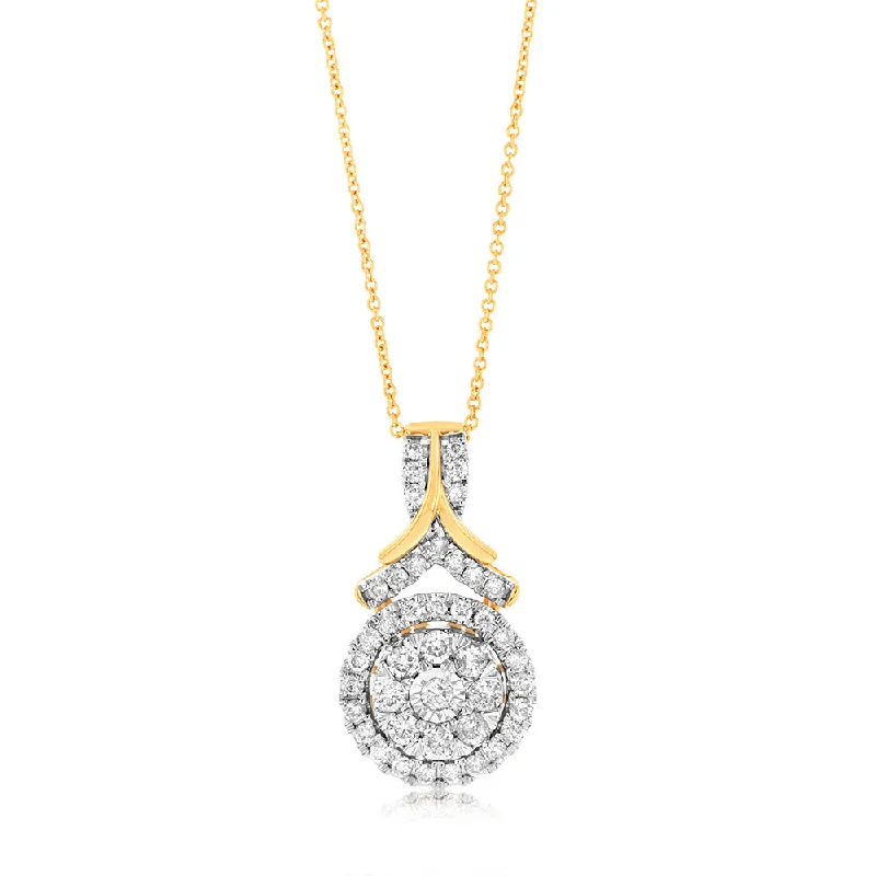 Rings with hexagon-cut stones for trendiness -9ct Yellow Gold 1 Carat Diamond Pendant with 43 Diamonds On 45cm Chain