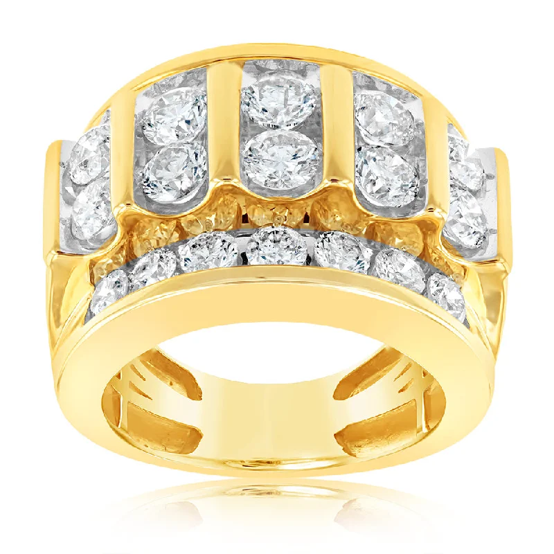 Rings with tiger eye for warm tones -9ct Yellow Gold 5 Carats Diamond Mens Ring with 24 Brilliant Diamonds