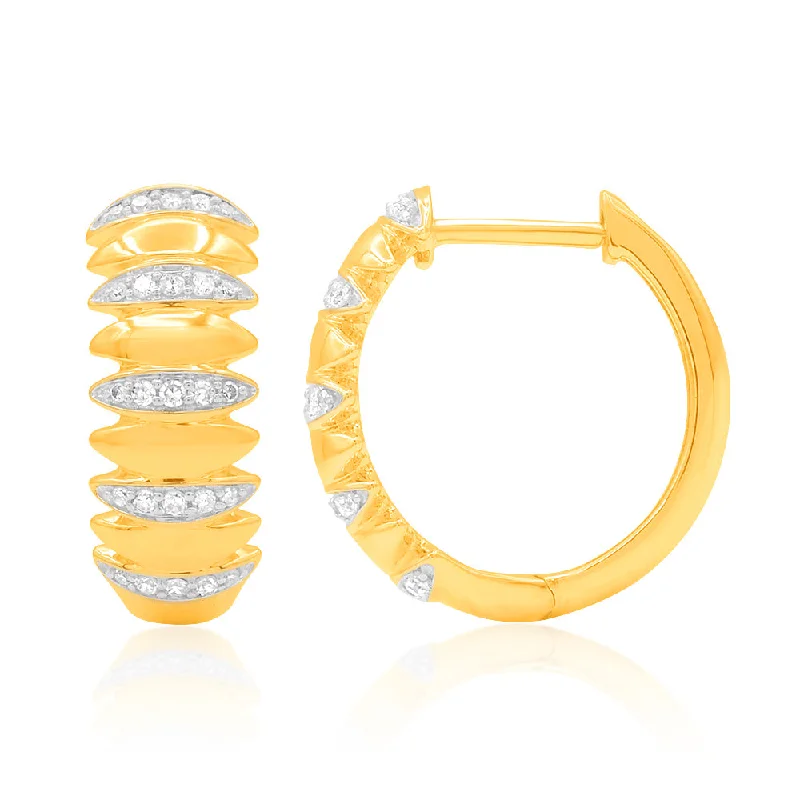 Rings with raw topaz for icy charm -9ct Yellow Gold Diamond Hoop Earrings With 50 Brilliant Diamonds