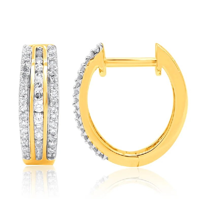 Rings with infinity loops for timeless love -9ct Yellow Gold Diamond Hoop Earrings With 90 Brilliant Diamonds