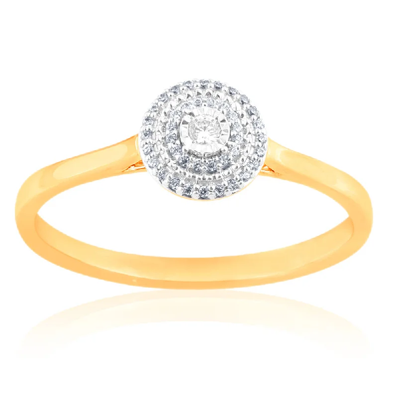 Rings with vintage claw prongs for elegance -9ct Yellow Gold Diamond Ring With 41 Brilliant Diamonds