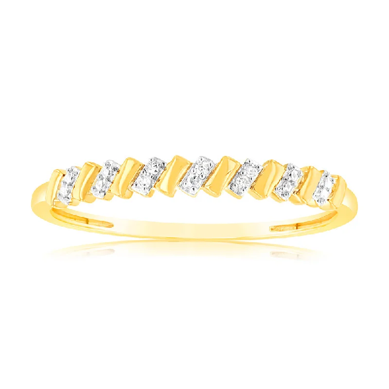 Rings with raw topaz for icy charm -9ct Yellow Gold Diamond Ring with 6 Brilliant Cut Diamonds