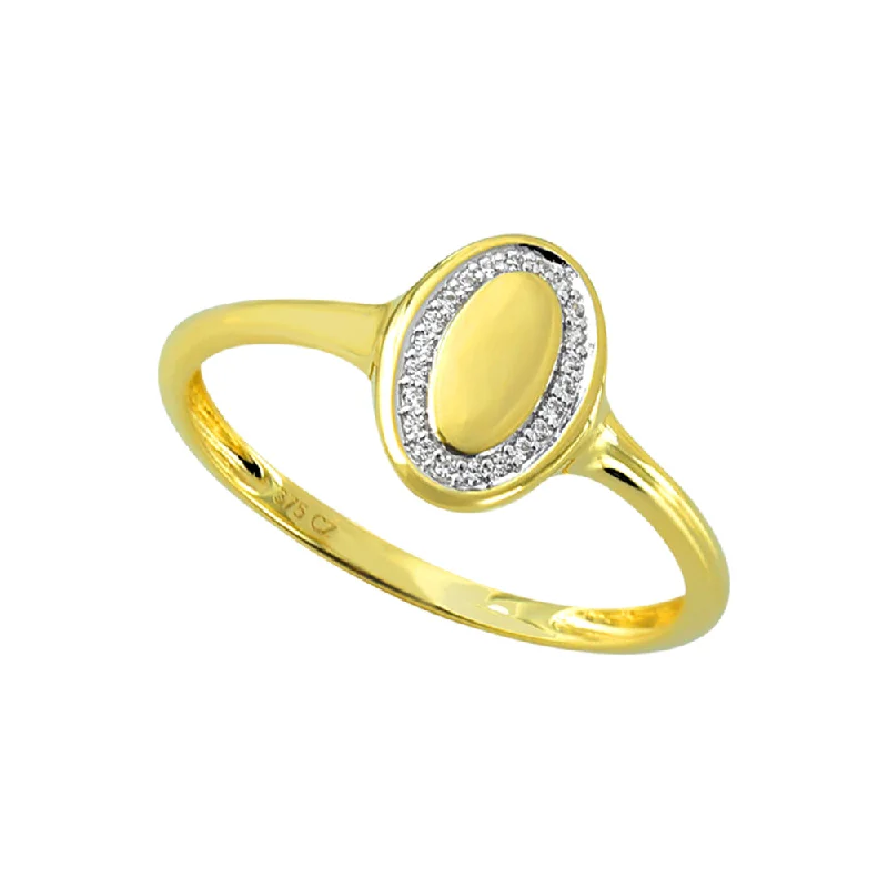 Rings with wave patterns for ocean vibes -9ct Yellow Gold Diamond Signet Ring with 22 Brilliant Diamonds