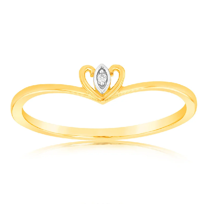 Rings with wide bands for statement wear -9ct Yellow Gold With 1 Brilliant Cut Diamond Ring