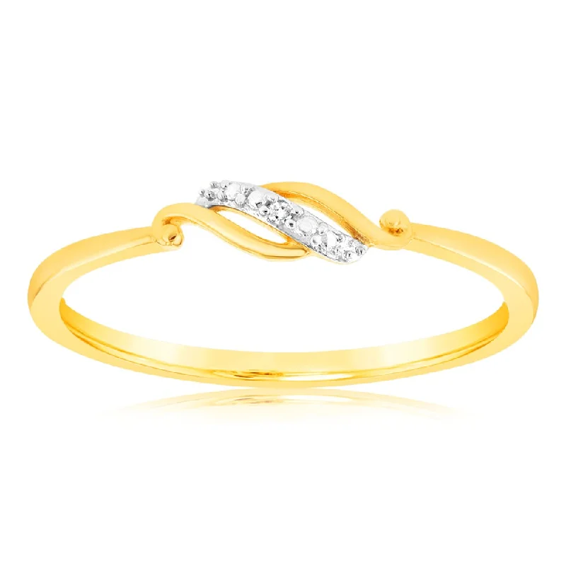 Rings with sunburst citrine for radiant appeal -9ct Yellow Gold With 2 Brilliant Cut Diamond Ring