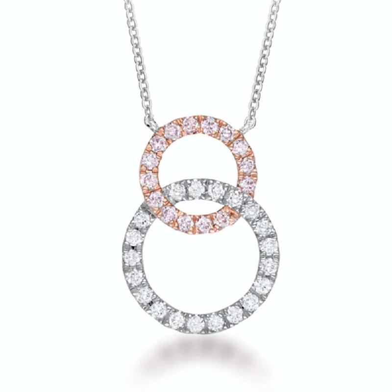 Rings with spiral ruby for bold twist -Pink Kimberley Diamond 18ct White & Rose Gold 1/4 Carat Diamond Pendant with Chain