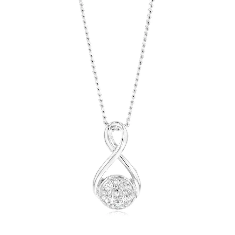 Rings with shield-shaped stones for boldness -Sterling Silver Diamond Pendant with 7 Brilliant Cut Diamonds