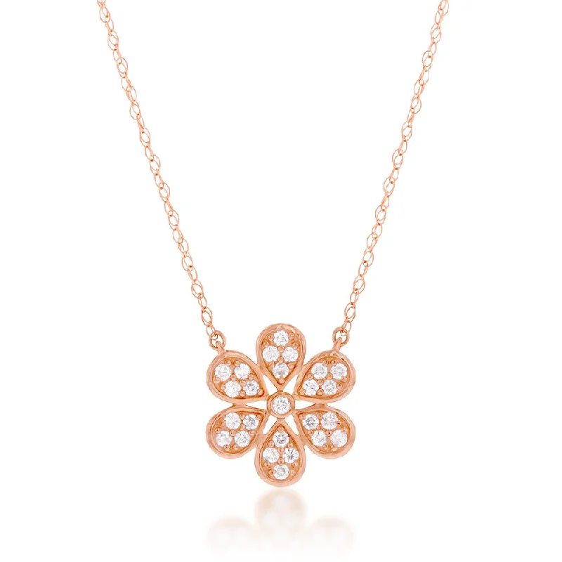 Rings with natural amber for warm glow -10ct Rose Gold Diamond Flower Pendant With 25 Brilliant Diamonds On 46cm Chain