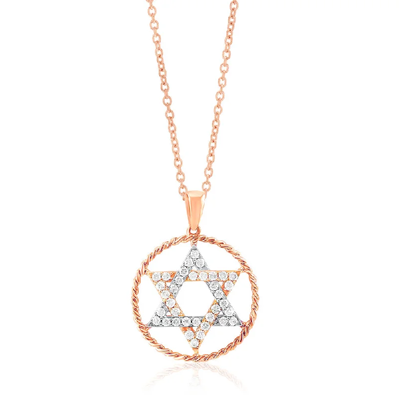 Rings with blue quartz for cool tones -14ct Rose Gold Diamond Star of David Pendant With 72 Diamonds