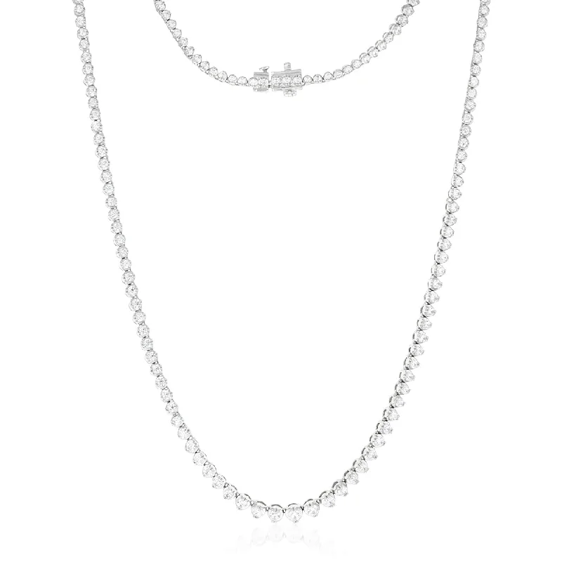 Rings with lotus flower engravings for peace -14ct White Gold 5 Carat Diamond Necklace with 139 Brilliant Diamonds 43cm