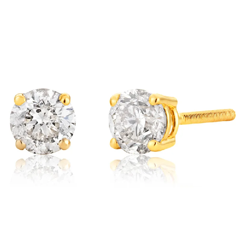 Rings with matte gold for subtle luxury -14ct Yellow Gold Diamond Stud Earrings with Approximately 0.50 Carat of Diamonds