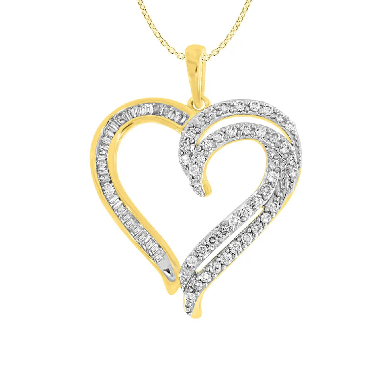 Rings with carved onyx for bold sleekness -9ct Radiant Yellow Gold 1/2 Carat Diamond Heart Pendant With 45cm Chain