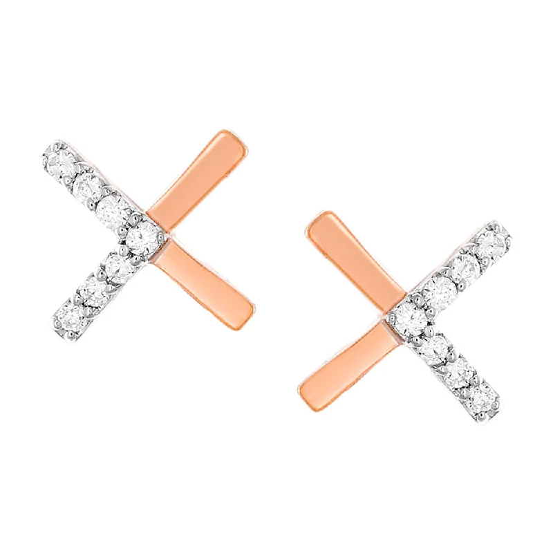 Rings with citrine stones for sunny vibes -9ct Rose Gold 0.05 Carat Diamond Earrings with 14 Brilliant Cut Diamonds