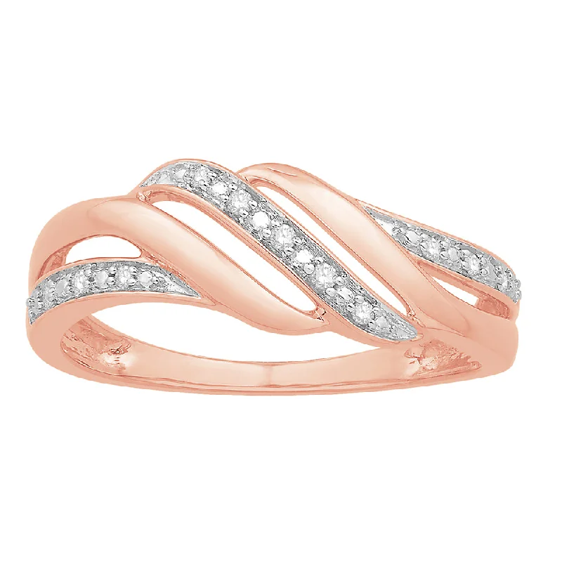 Rings with shield-shaped stones for boldness -9ct Rose Gold Diamond Ring with 11 Brilliant Cut Diamonds