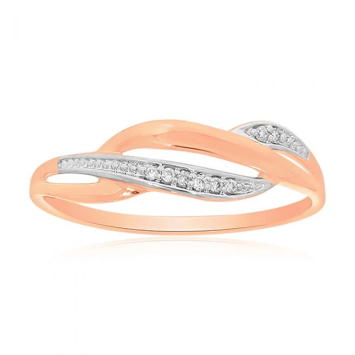 Rings with sunstone gems for fiery sparkle -9ct Rose Gold Diamond Ring with 8 Brilliant Diamonds