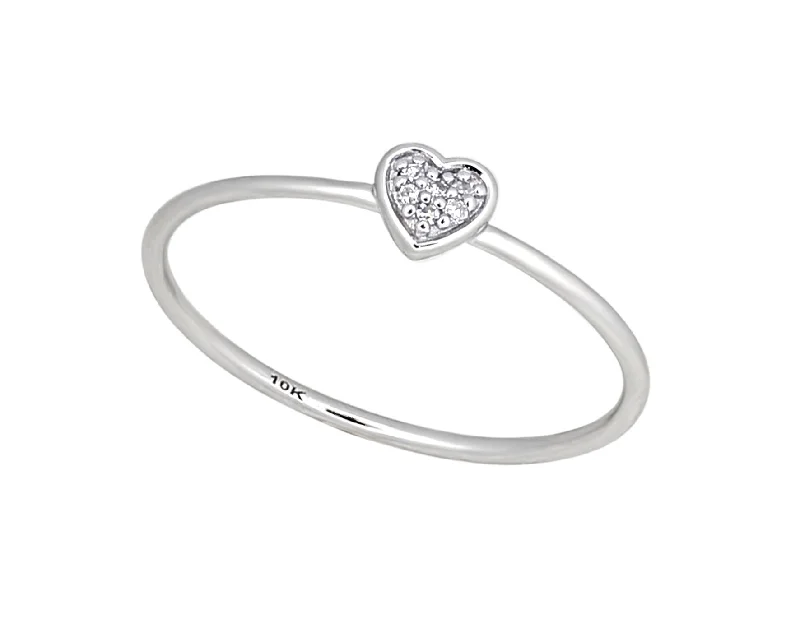 Rings with mandala engravings for spiritual vibe -9ct White Gold Diamond Heart Ring with 6 Brilliant Diamonds