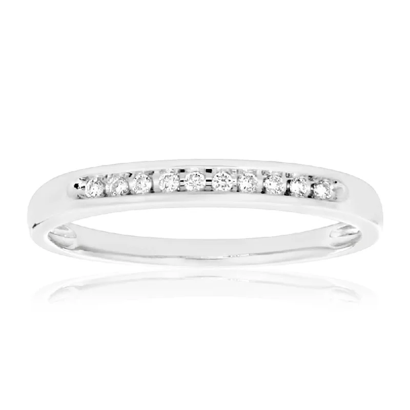 Rings with engraved constellations for stargazers -9ct White Gold Diamond Ring Set With 10 Brilliant Diamonds