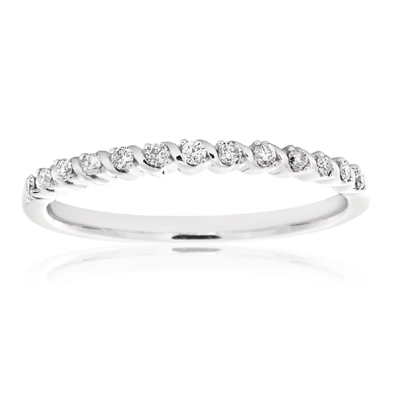 Rings with wide bands for statement wear -9ct White Gold Diamond Ring with 13 Brilliant Cut Diamonds