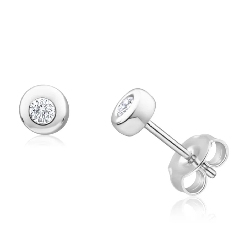 Titanium rings with rugged brushed metal look -9ct White Gold Diamond Stud Earrings Set With 2 Brilliant Cut Diamonds