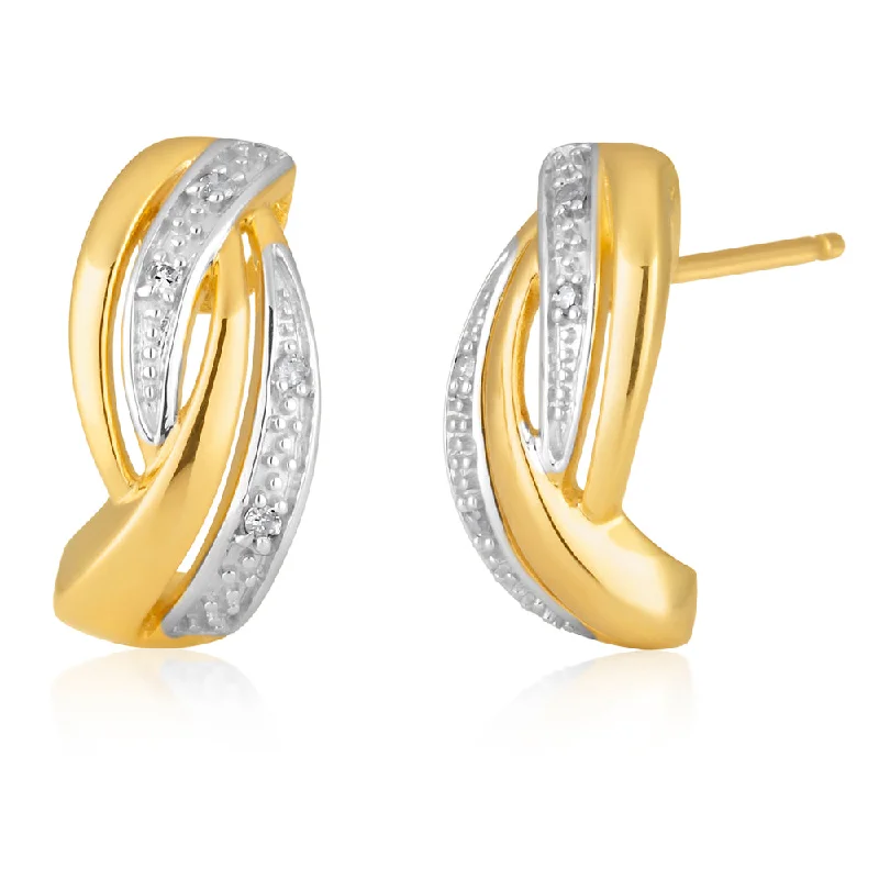 Rings with coral stones for vibrant pop -9ct Yellow Gold 0.04 Carat Diamond Huggie Earrings with 8 Brilliant Cut Diamonds