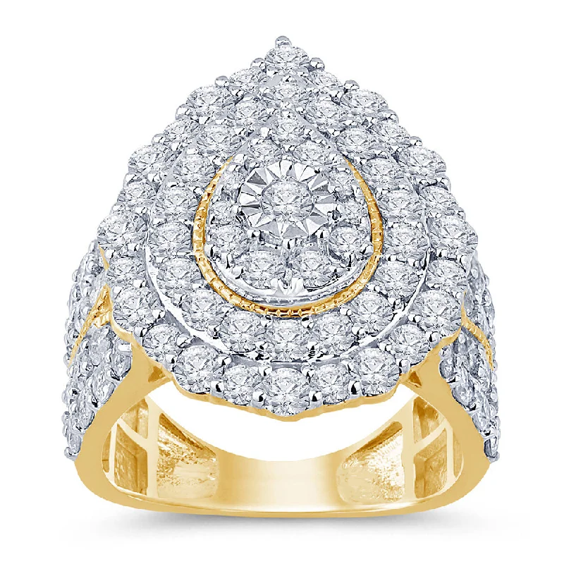 Rings with infinity loops for timeless love -9ct Yellow Gold 3 Carat Diamond Cluster Ring with 48 Brilliant Diamonds