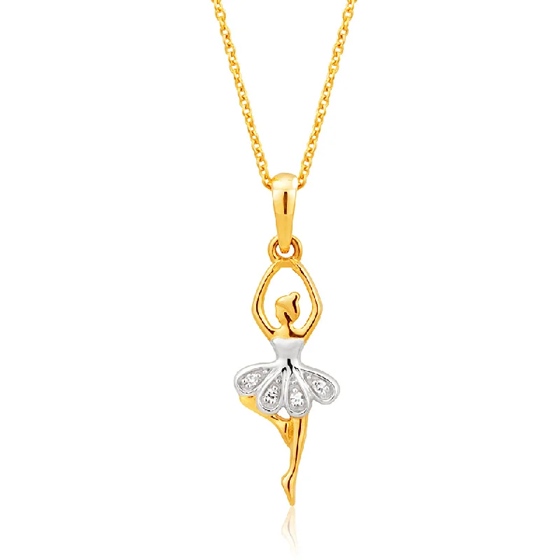 Rings with bezel-set peridot for safety -9ct Yellow Gold Diamond Ballerina Pendant With 45cm Chain