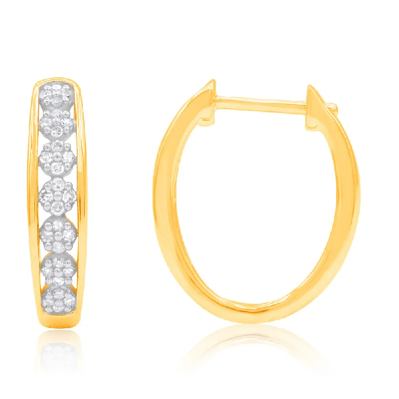 Rings with oxidized silver for antique appeal -9ct Yellow Gold Diamond Hoop Earrings With 56 Brilliant Diamonds