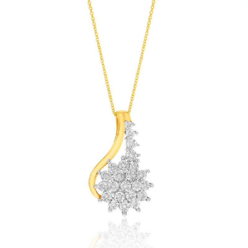 Rings with sunburst citrine for radiant appeal -9ct Yellow Gold Diamond Pendant with 23 Diamonds on 45cm Chain