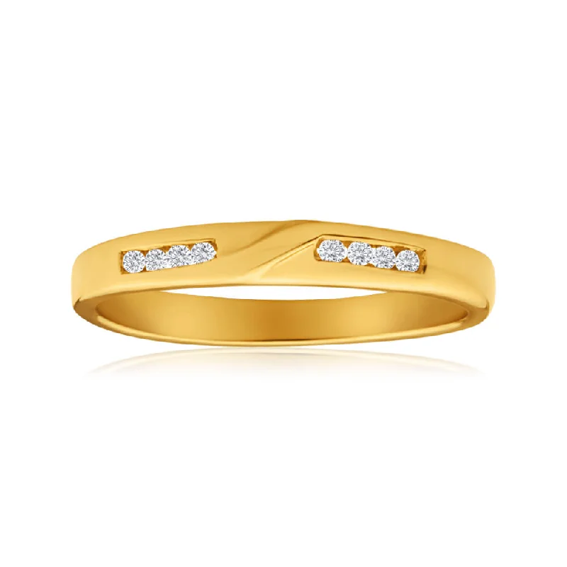 Rings with pave-set gemstones for brilliance -9ct Yellow Gold Diamond Ring  Set with 8 Points of Brilliant Diamonds