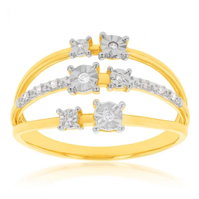 Rings with moonstone gems for ethereal glow -9ct Yellow Gold Diamond Ring with 12 Brilliant Diamonds