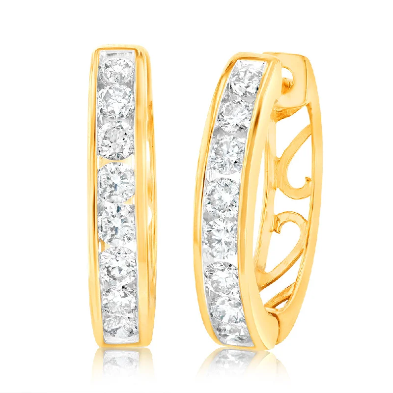 Rings with delicate filigree sapphire settings -9ct Yellow Gold Diamond Stud Earrings With 1 Carat Of Diamonds