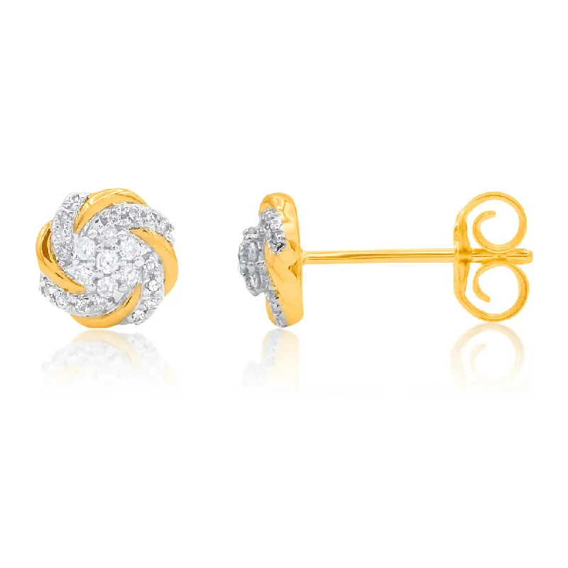 Rings with tourmaline gems for bold hues -9ct Yellow Gold Diamond Stud With 23 Brilliant Diamonds