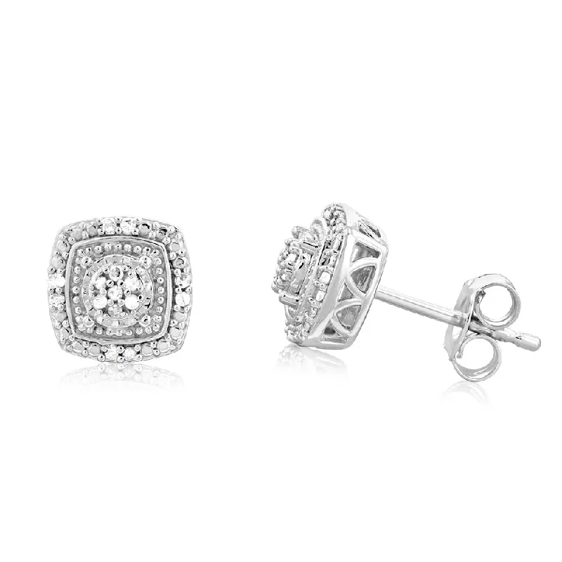 Handcrafted rings with raw emerald rough stones -Sterling Silver Diamond Stud Earring Set with 30 Brilliant Diamonds