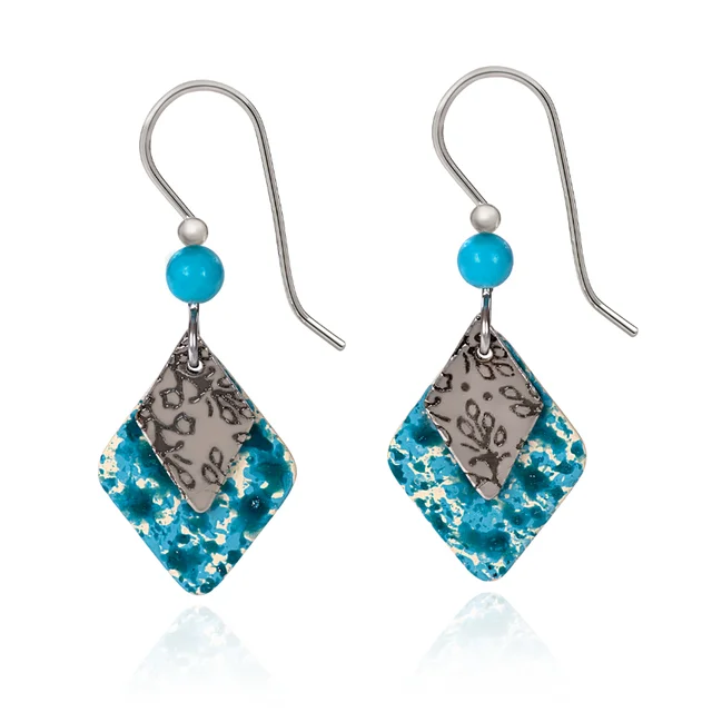 Necklaces and pendants with pearls for a classic and sophisticated touch-Silver Forest Earrings Diamond Duo with Teal Bead