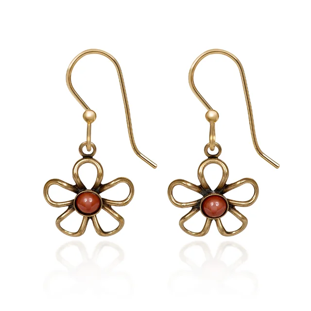 Best necklaces and pendants with sterling silver for an affordable yet stylish choice-Silver Forest Earrings Gold Open Wire Flower with Center Bead