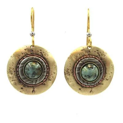 Stylish necklaces and pendants with diamonds for a glamorous and elegant look-Silver Forest Earrings Gold Round with Green Stone