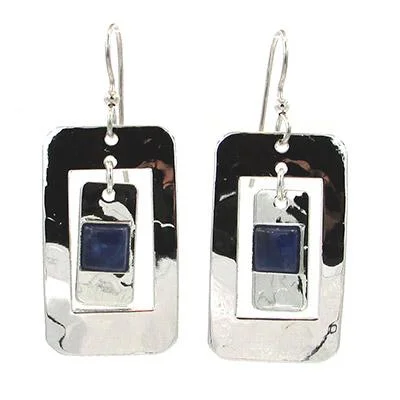 Best necklaces and pendants with heart-shaped lockets for a sentimental keepsake-Silver Forest Earrings Silver Nested Rectangles with Stone