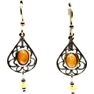 Elegant necklaces and pendants with gold chains for a chic, timeless appearance-Silver Forest Filigree with Amber Stone and Drop Pierced Earrings