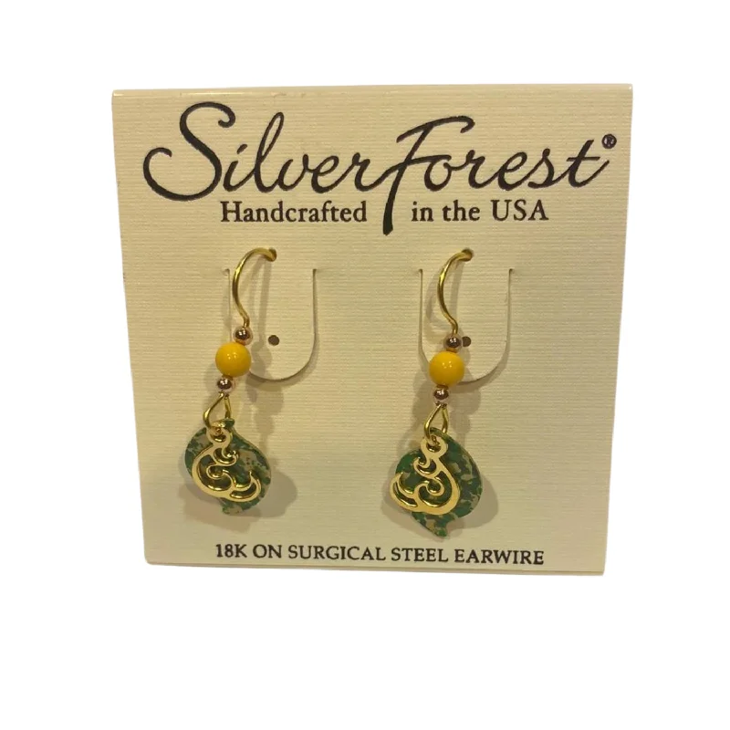 Best necklaces and pendants for everyday wear with minimalist designs-Silver Forest Open Curl with Green Paisley Earrings