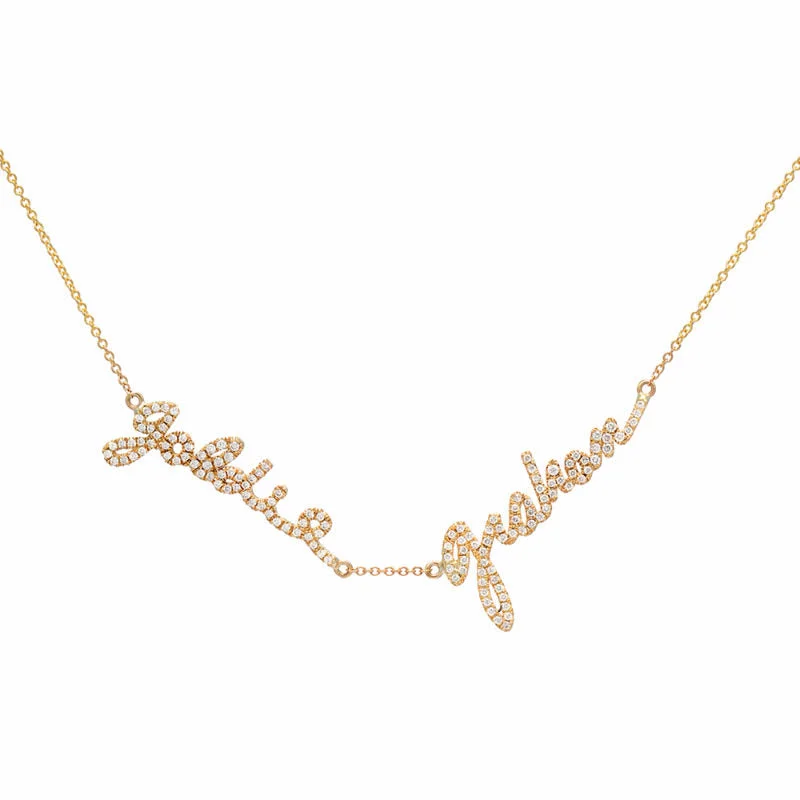 Best necklaces and pendants with matching earrings for a coordinated, elegant look-Double Name Custom Signature Necklace With Diamonds