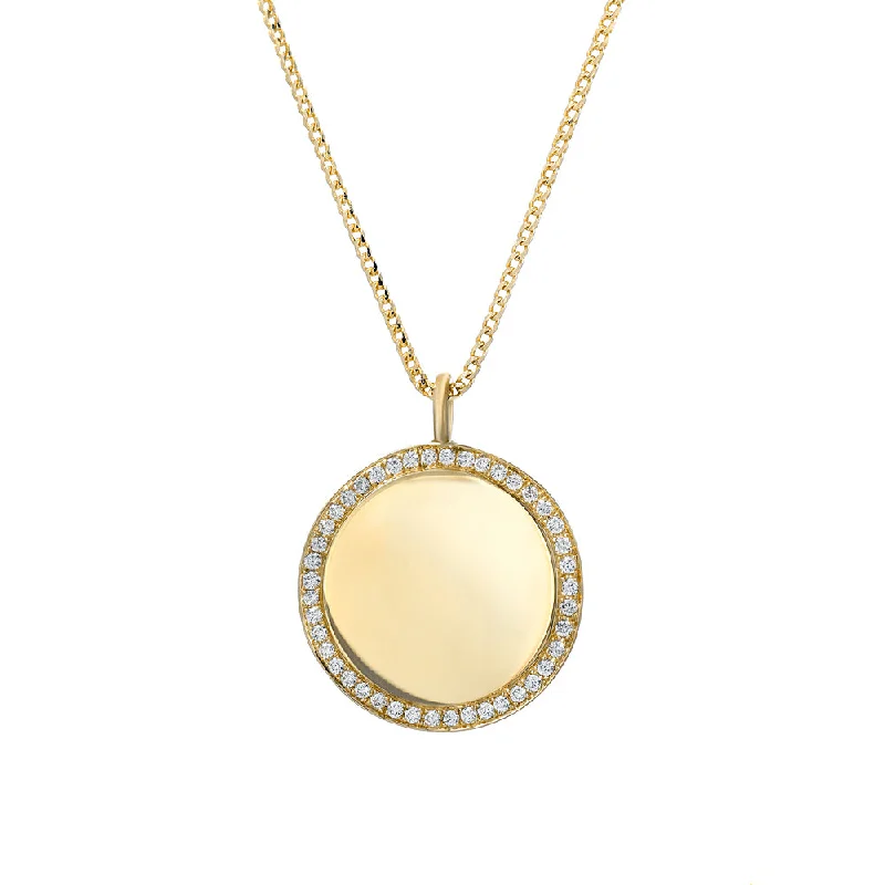 Beautiful necklaces and pendants with layered chains for a fashionable, chic look-Engravable Disc With Diamonds