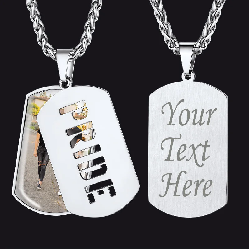 Beautiful necklaces and pendants with natural stones for an earthy, organic vibe-Customized Name Photo Dog Tag Memorial Necklace With Picture