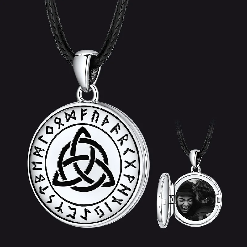 Necklaces and pendants with custom designs for a completely unique jewelry piece-Celtic Trinity Knot Photo Locket Necklace With Picture in Sterling Silver